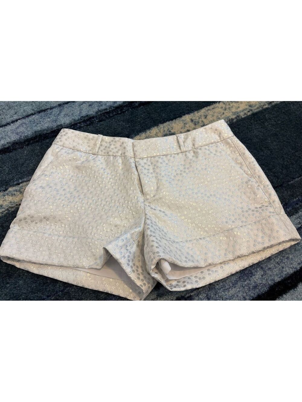 Banana Republic Ryan Fit White Metallic Polka Dot Shorts Size M